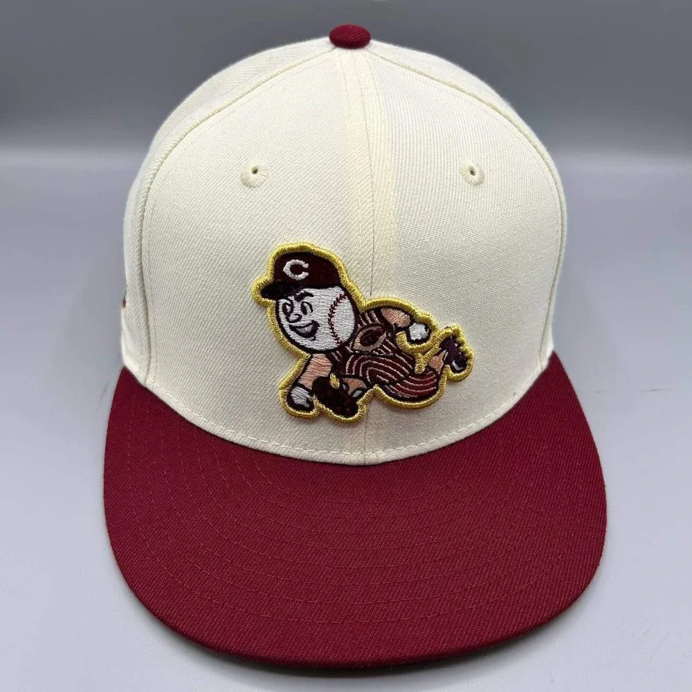 Cincinnati Reds Hat Men‎ 7 3/8 White Red 59Fifty New Era MLB Fitted Cap